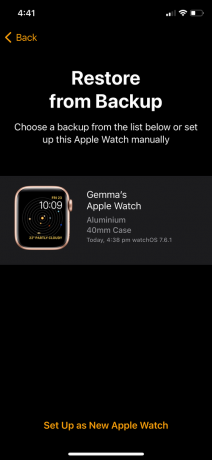 Apple Watch yedekleme 2'den geri yükleme