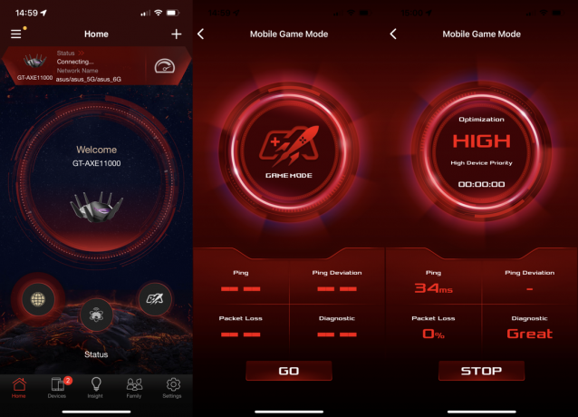 Asus ROG Rapture GT-AXE11000 lietotne un spēļu režīms