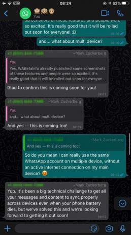 Беседа Цукерберга о бета-версии WhatsApp