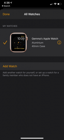 putuskan sambungan Apple Watch tekan i