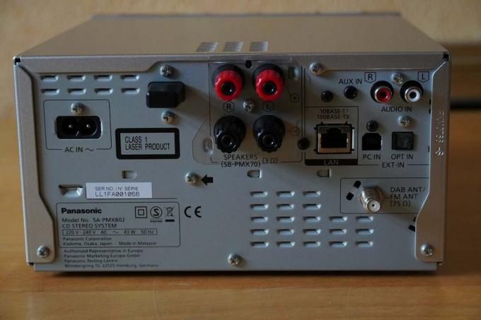 חיבור אזור אחורי של Panasonic SC-PMX802