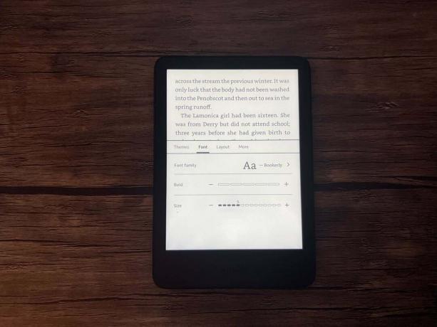 Sekcja czcionek na Kindle