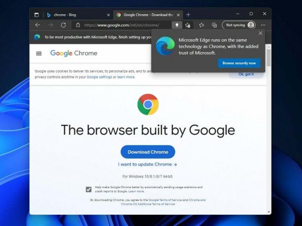 Windows 11 Chrome brīdinājums