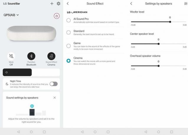 LG Sound Bar uygulaması Eclair arayüzü
