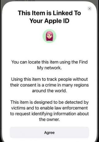 Apple ID AirTag figyelmeztetés