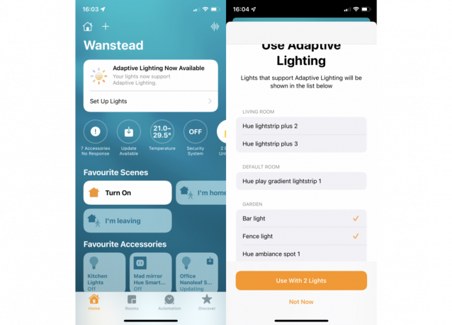 Ative a iluminação adaptativa no app Home