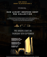 PS5 için ön siparişler 10 Eylül'de başlayacak ve bu 24K altın konsolun maliyeti 8000 £