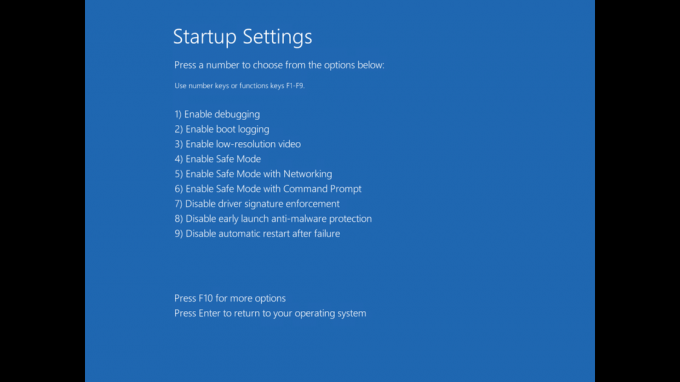 Windows'un sorun giderme yeniden başlatılması için başlangıç ​​ayarlarının listesi