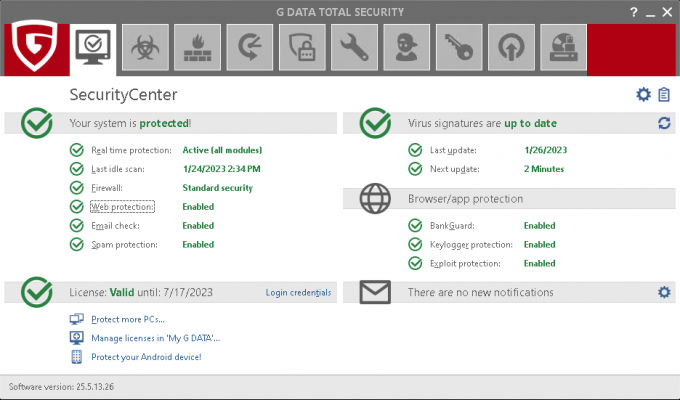 G Data Total Security ekran görüntüsü