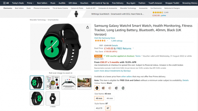 Amazonin ylimääräinen alennus Galaxy Watch 4:stä