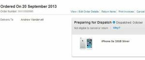 Запасы iPhone 5S отправляются покупателям до даты выпуска
