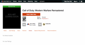 Bağımsız sürüm için listelenmiş Modern Warfare Remastered