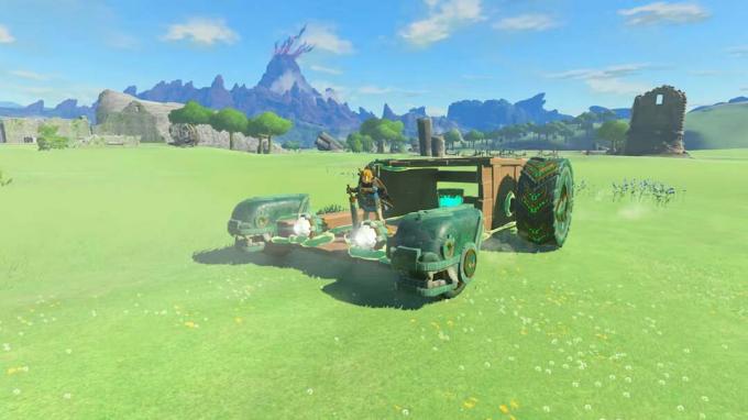 Länk på ett skapat fordon i The Legend of Zelda: Tears of the Kingdom