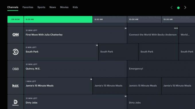 Web rozhraní Hulu Live TV