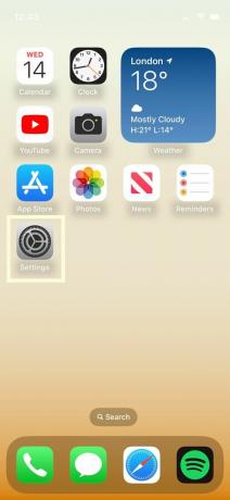 Tombol pengaturan di iPhone iOS