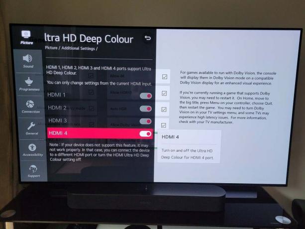 Dolby Vision para jogos Deep Color LG TV