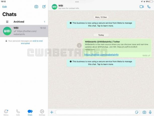 Aplikasi iPad WhatsApp dalam versi beta